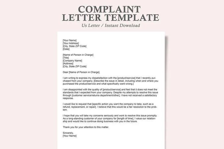 Formal Complaint Letter Templates and Format