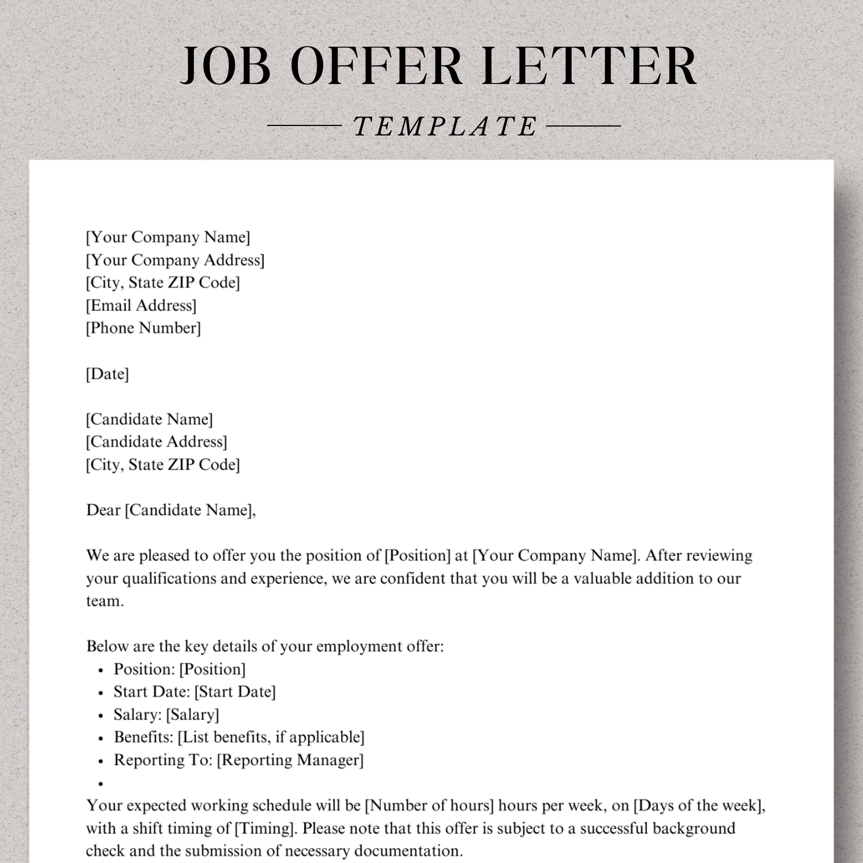 Job Offer Letter Template - Employer and HR Guide Job Offer Letter Template - Employer and HR Guide
