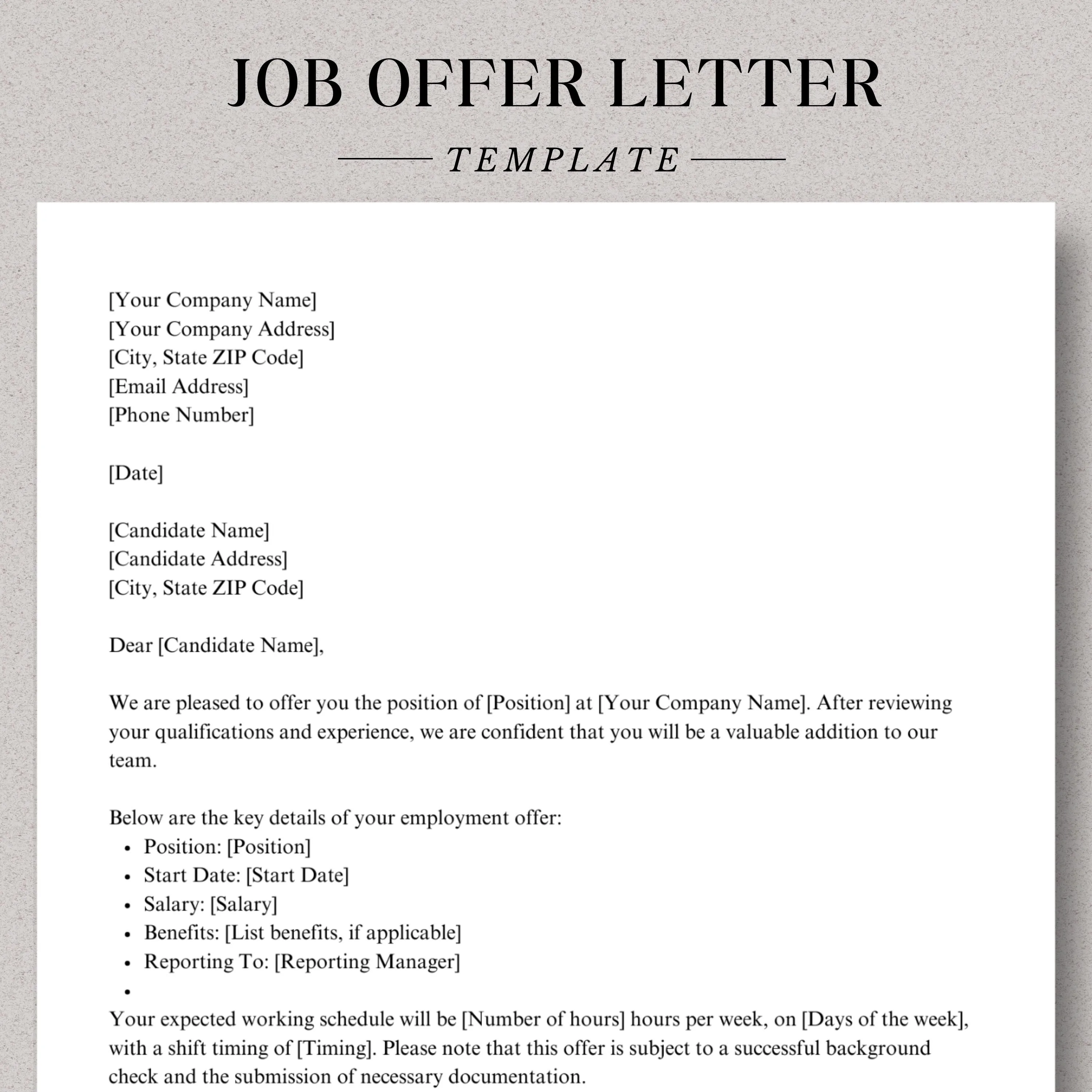 Job Offer Letter Template - Employer and HR Guide