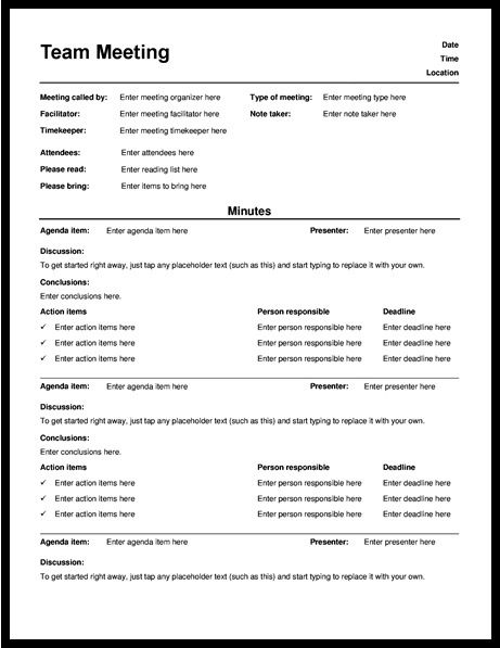 Meeting Minutes Template - Format Guide with Examples