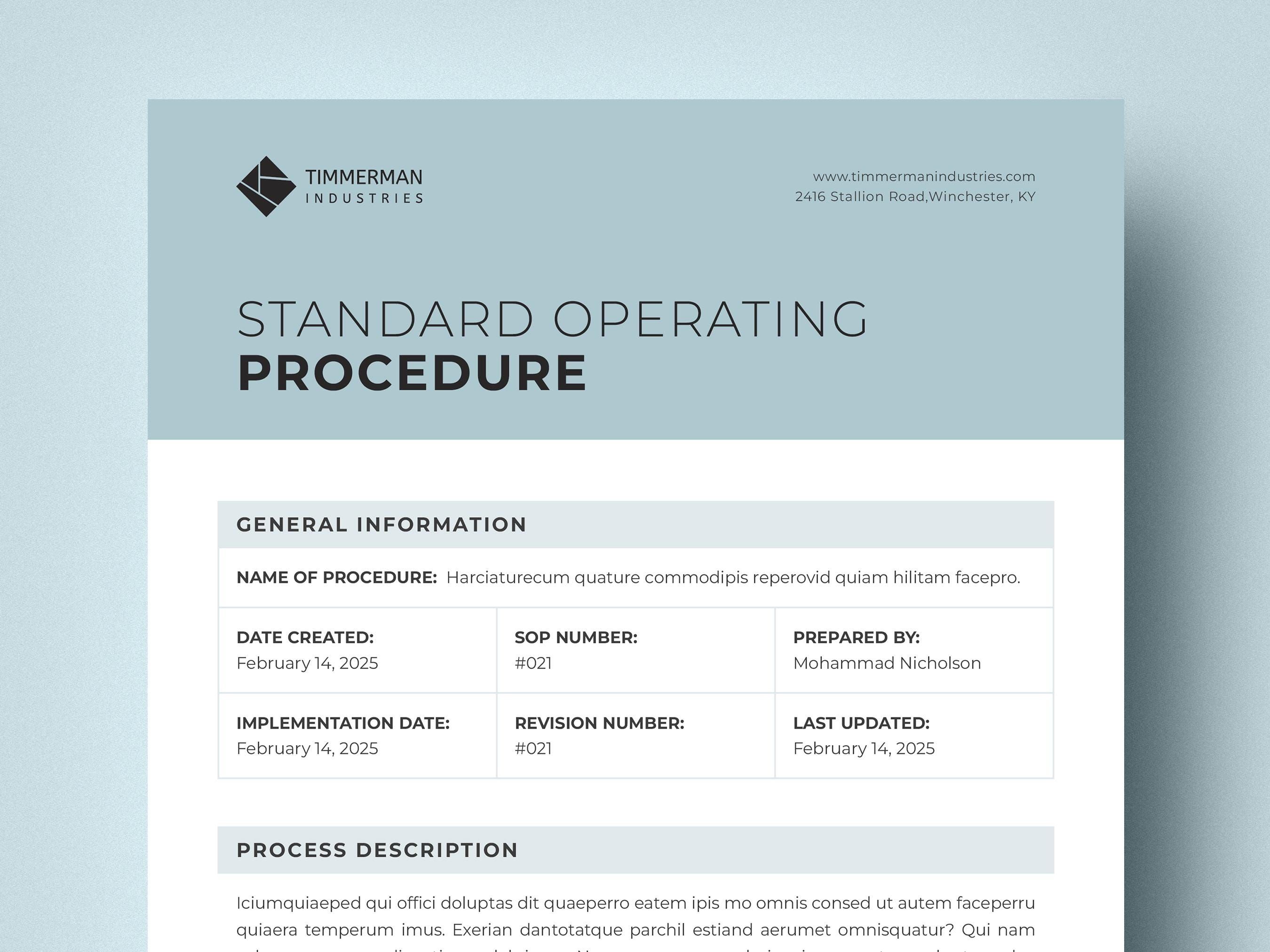 Standard Operating Procedure Template Guide