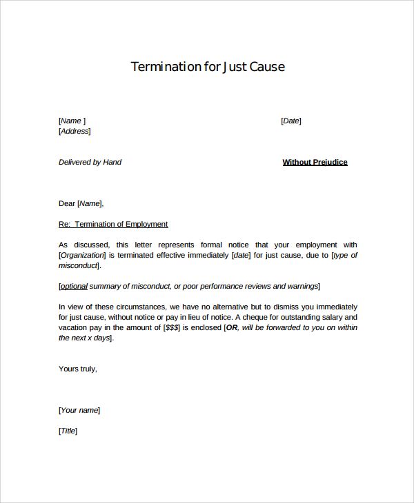 Employee Termination Letter for Cause - 10 Templates