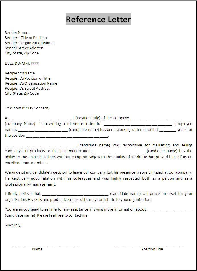 Professional Reference Letter Templates for Any Role
