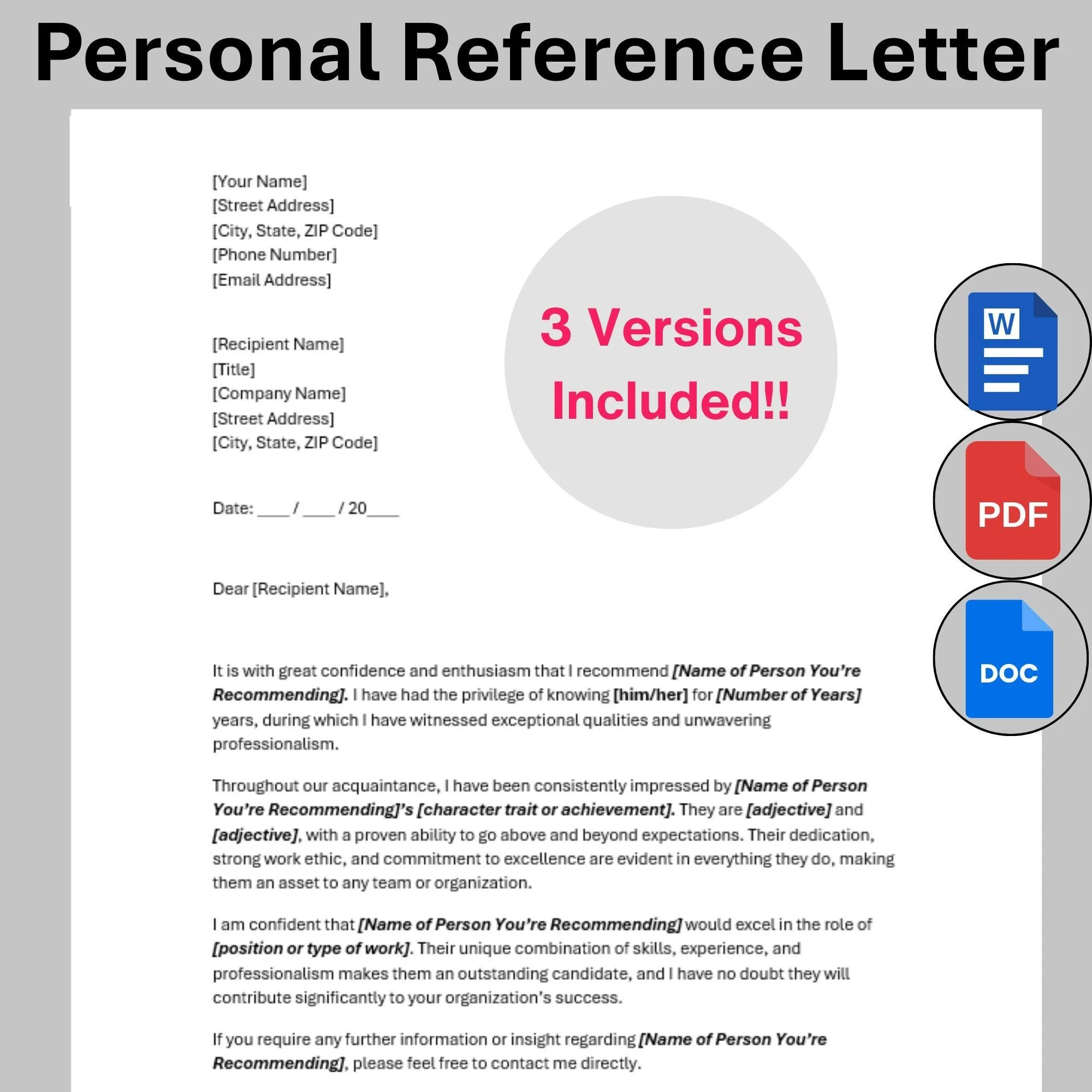 Professional Reference Letter Templates for Any Role