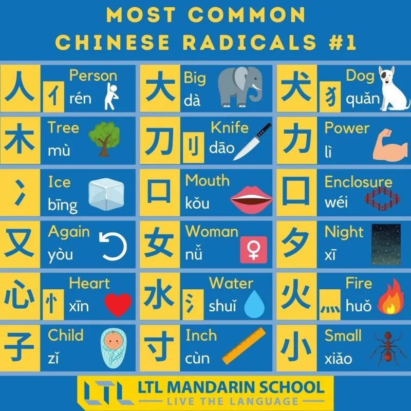 Chinese Radicals: 214 Kangxi Radicals Reference
