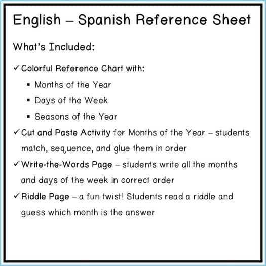 Spanish Days, Months, and Time Expressions Reference
