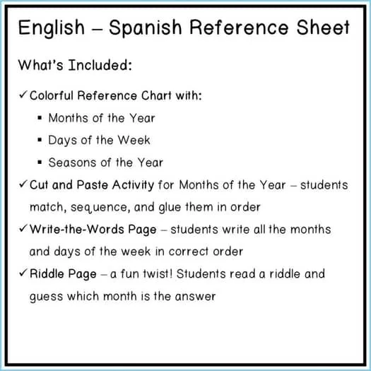 Spanish Days, Months, and Time Expressions Reference